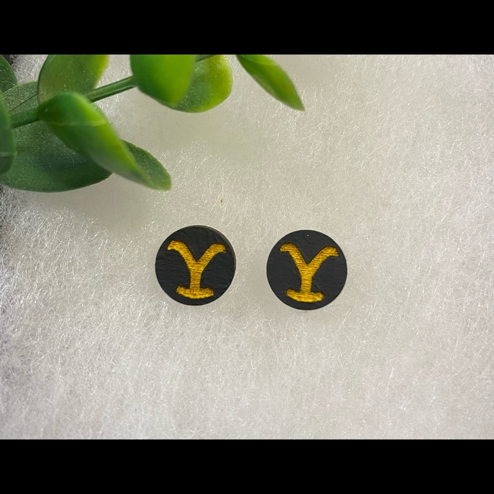Yellowstone Ranch Wooden Stud Earrings - Picture 2 of 4